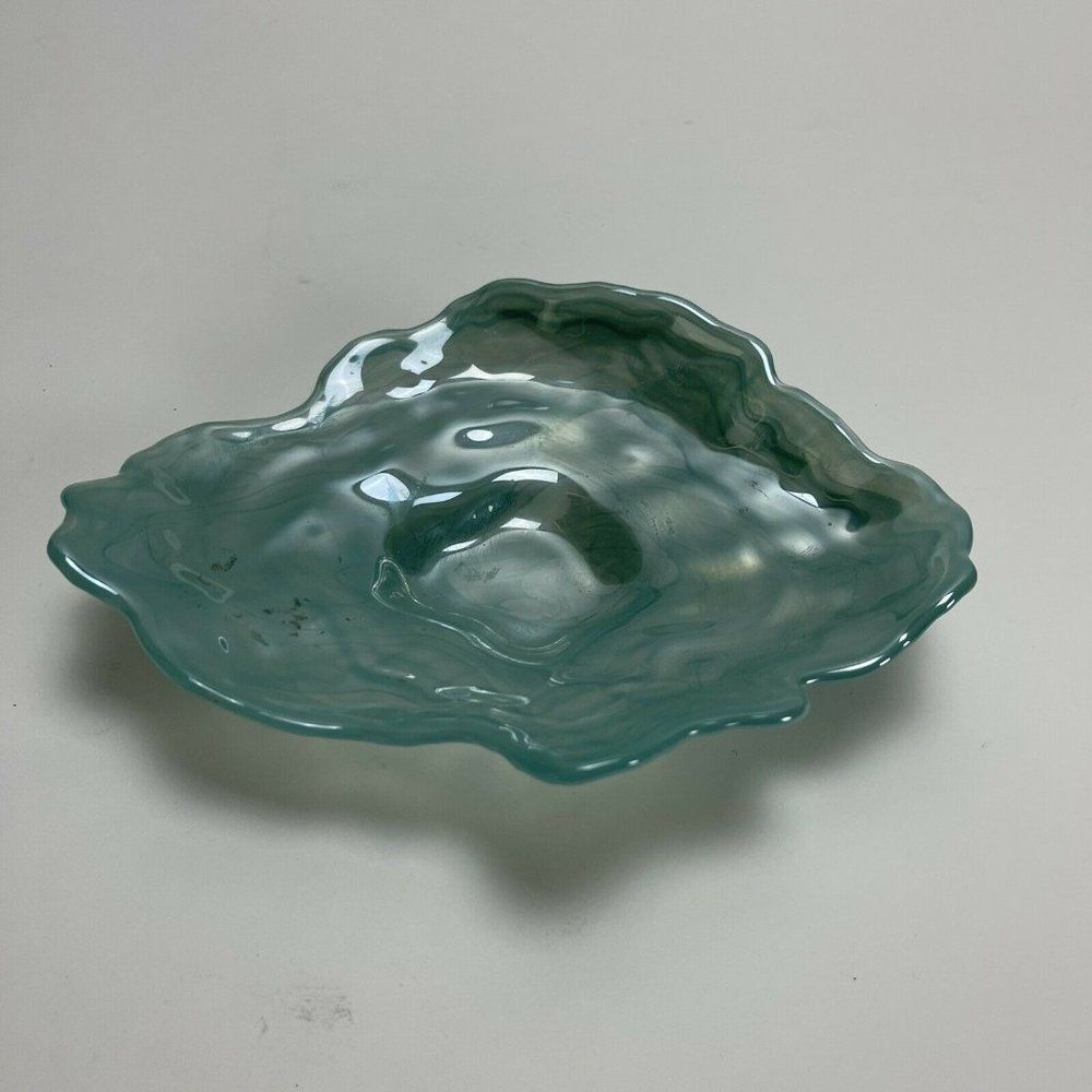 Aqua Blue Opalescent Candy Dish Decorative Potpourri Keys Bathroom Soap Bowl